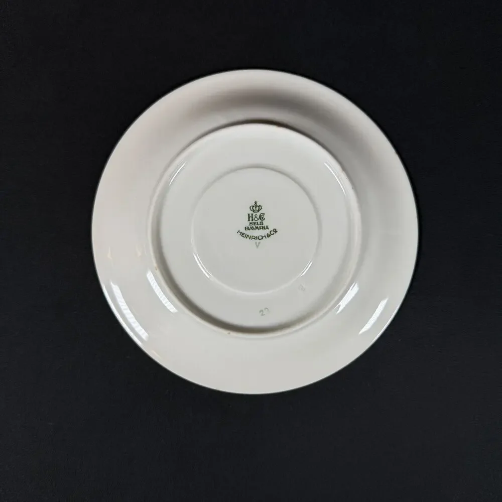 LOT OF 2 H&Co Selb Bavaria Heinrich Plate white Pink Rose Garlands Gold Trim 6